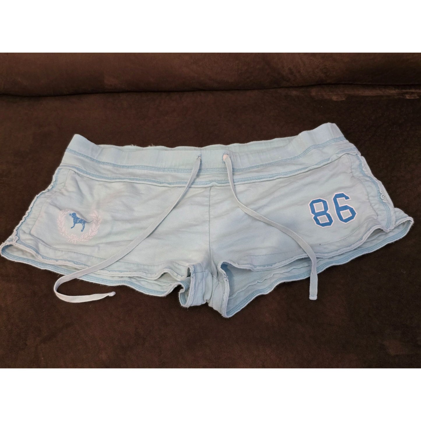 Vintage Victoria's Secret PINK Sweat Shorts Micro Booty 86 Y2K Light Blue Medium