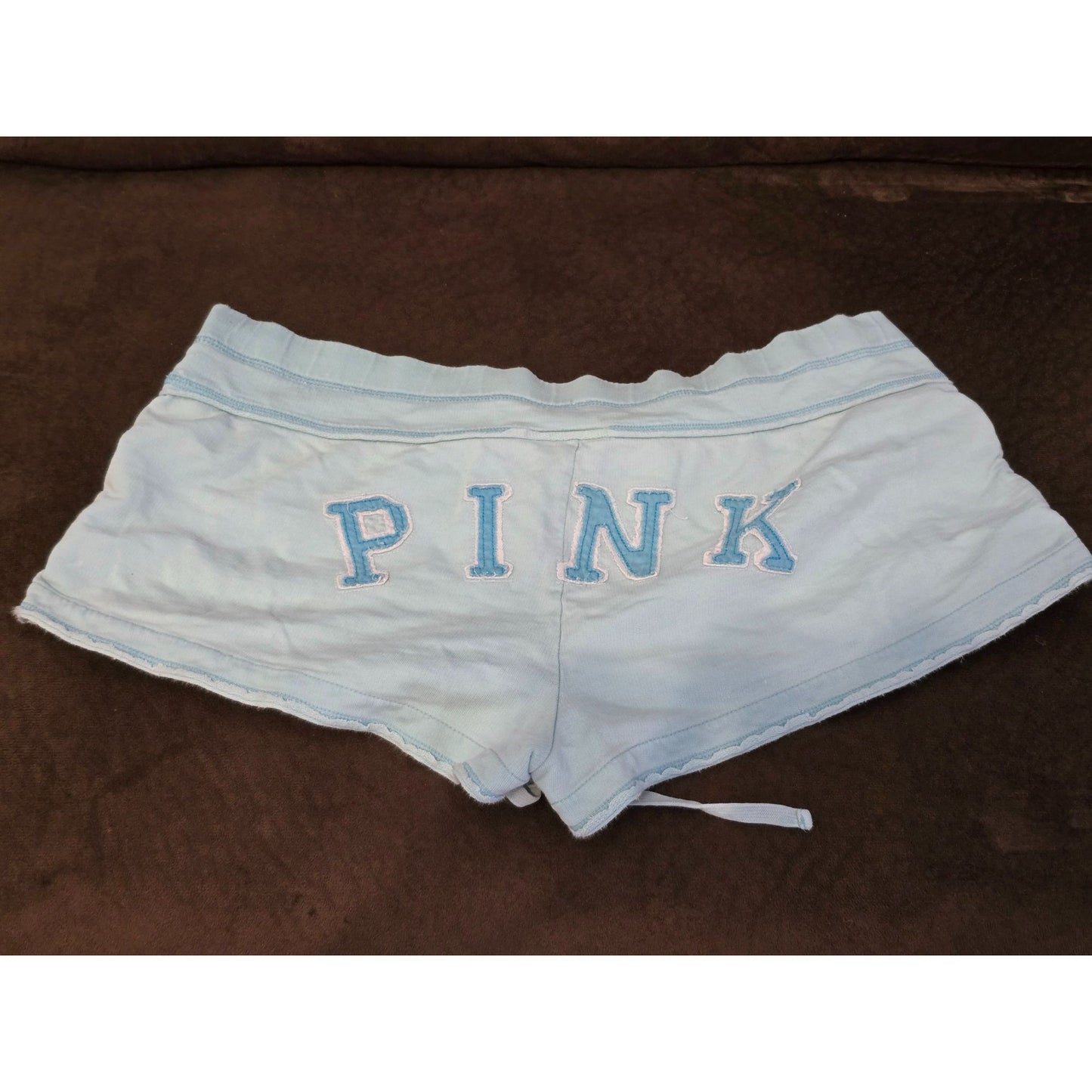Vintage Victoria's Secret PINK Sweat Shorts Micro Booty 86 Y2K Light Blue Medium