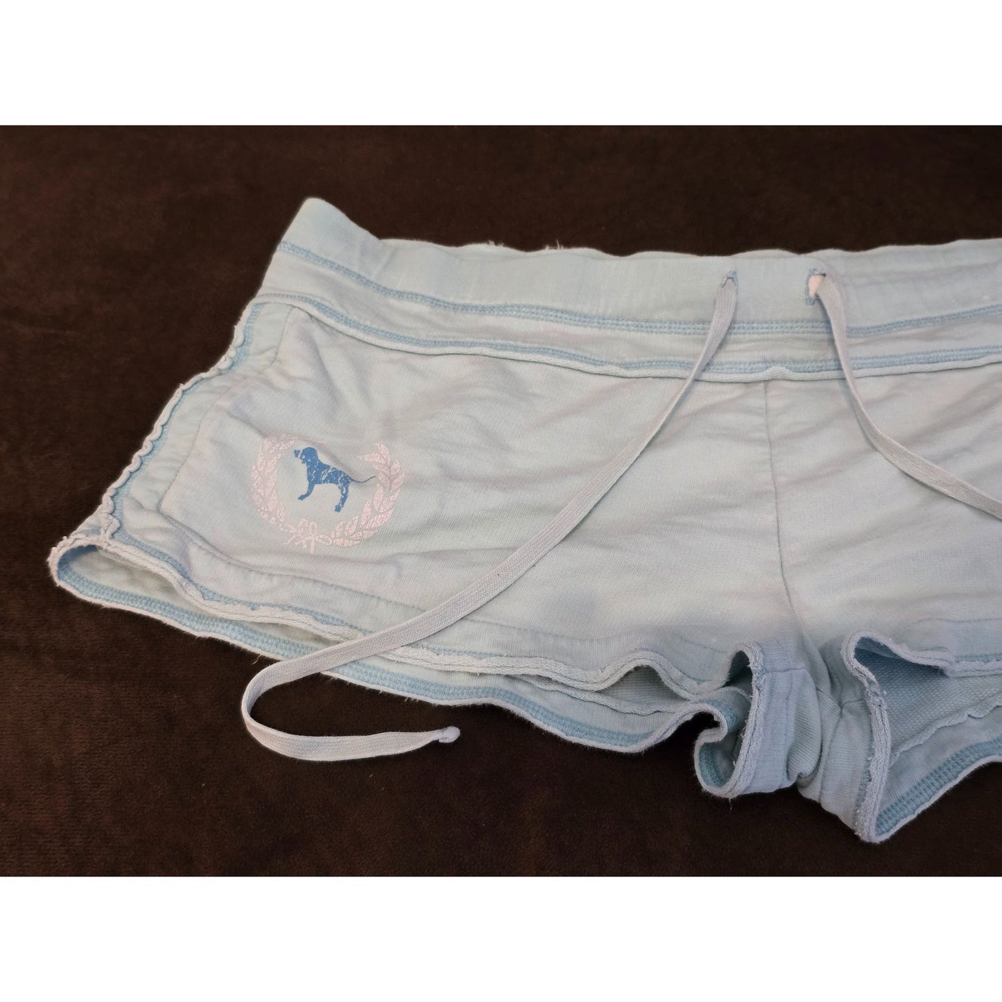 Vintage Victoria's Secret PINK Sweat Shorts Micro Booty 86 Y2K Light Blue Medium