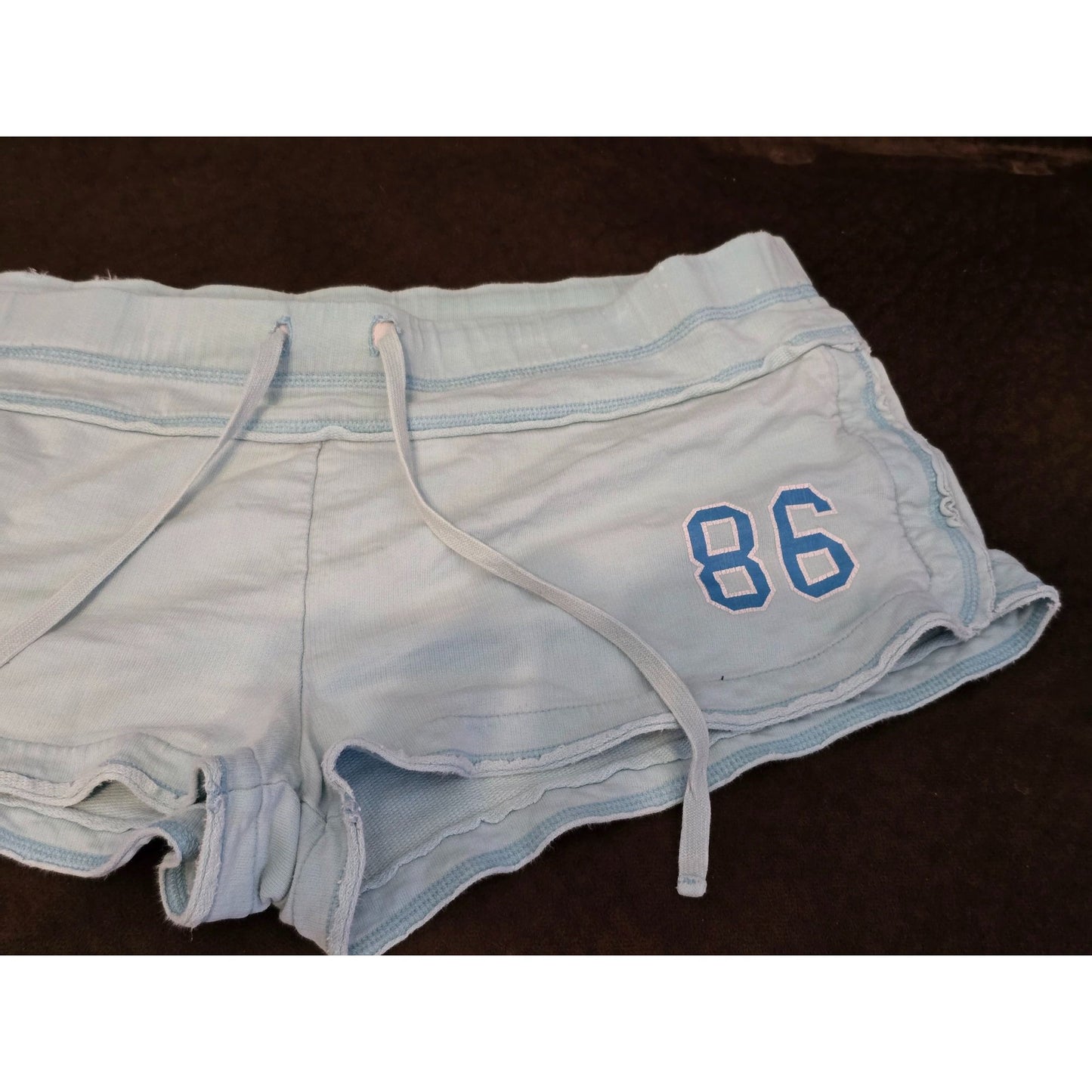 Vintage Victoria's Secret PINK Sweat Shorts Micro Booty 86 Y2K Light Blue Medium