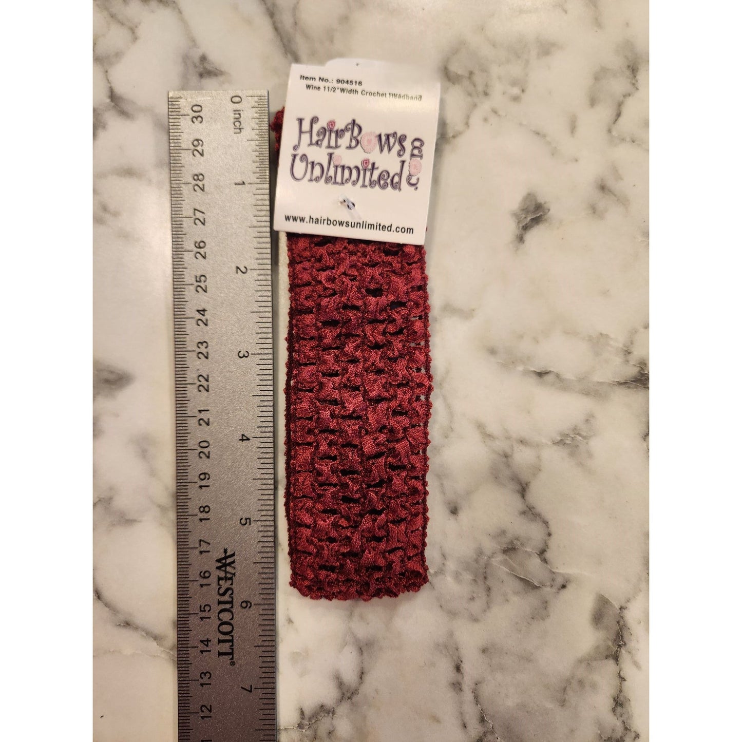 Crochet Elastic Headband In Red By Hair Bows Unlimited for Kids