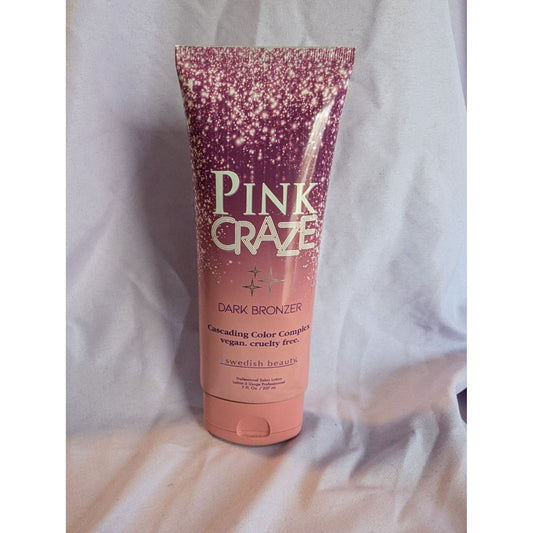 Pink Craze Dark Bronzer Vegan Cruelty-Free Tanning Lotion By Swedish Beauty 7 fl oz