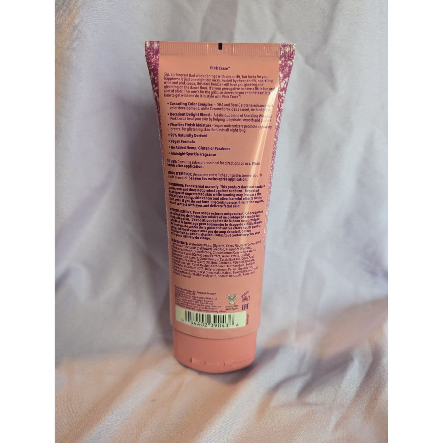 Pink Craze Dark Bronzer Vegan Cruelty-Free Tanning Lotion By Swedish Beauty 7 fl oz