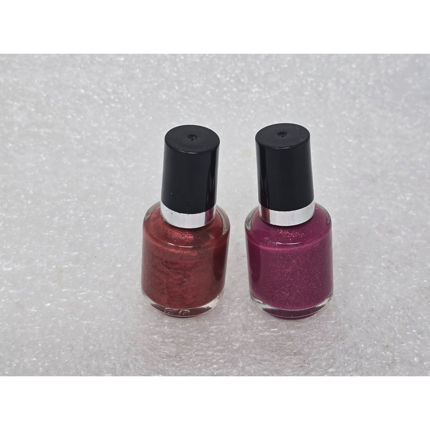 2 Bottles Shimmer Metallic Nail Polish Deep Red Copper & Purple Magenta Glitter