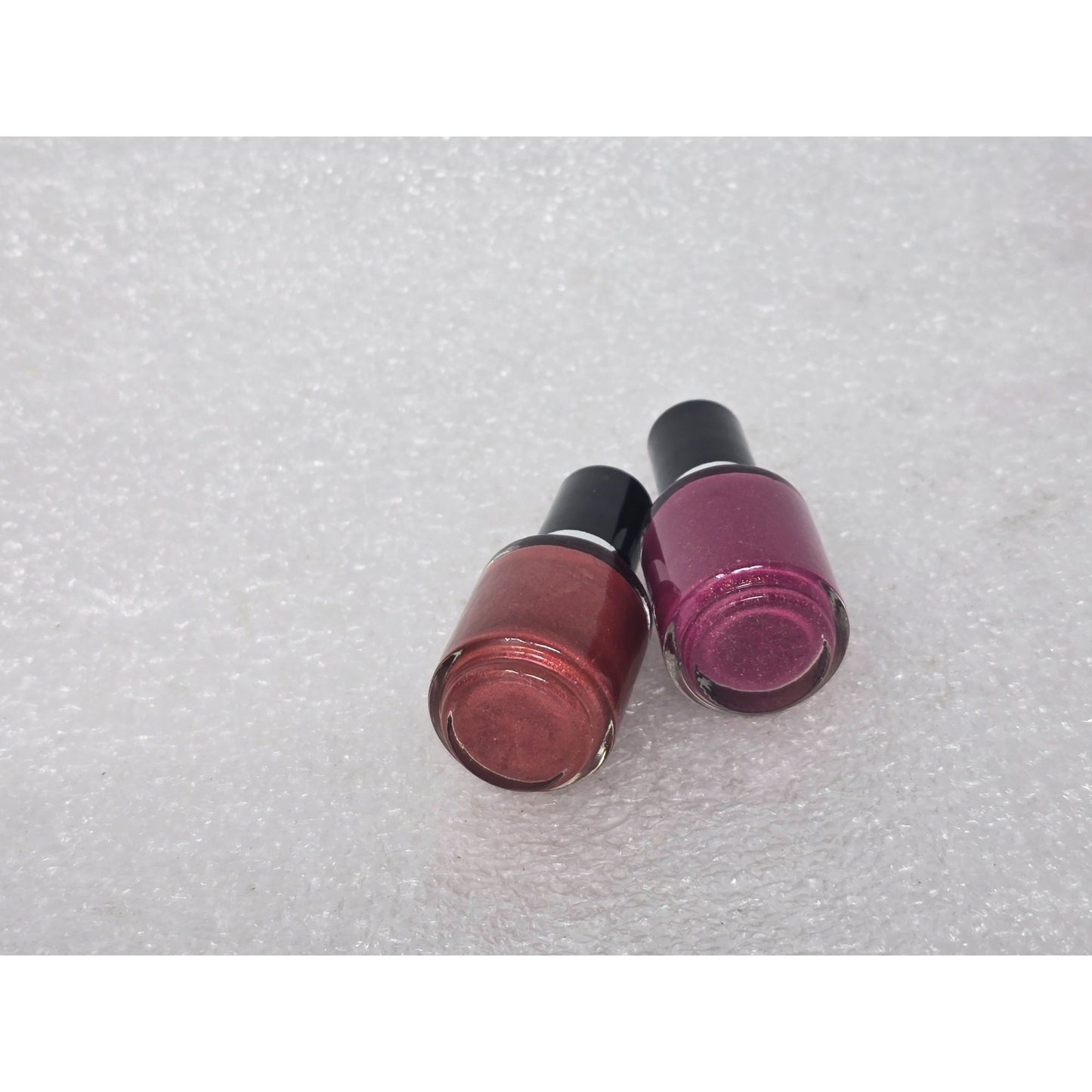 2 Bottles Shimmer Metallic Nail Polish Deep Red Copper & Purple Magenta Glitter