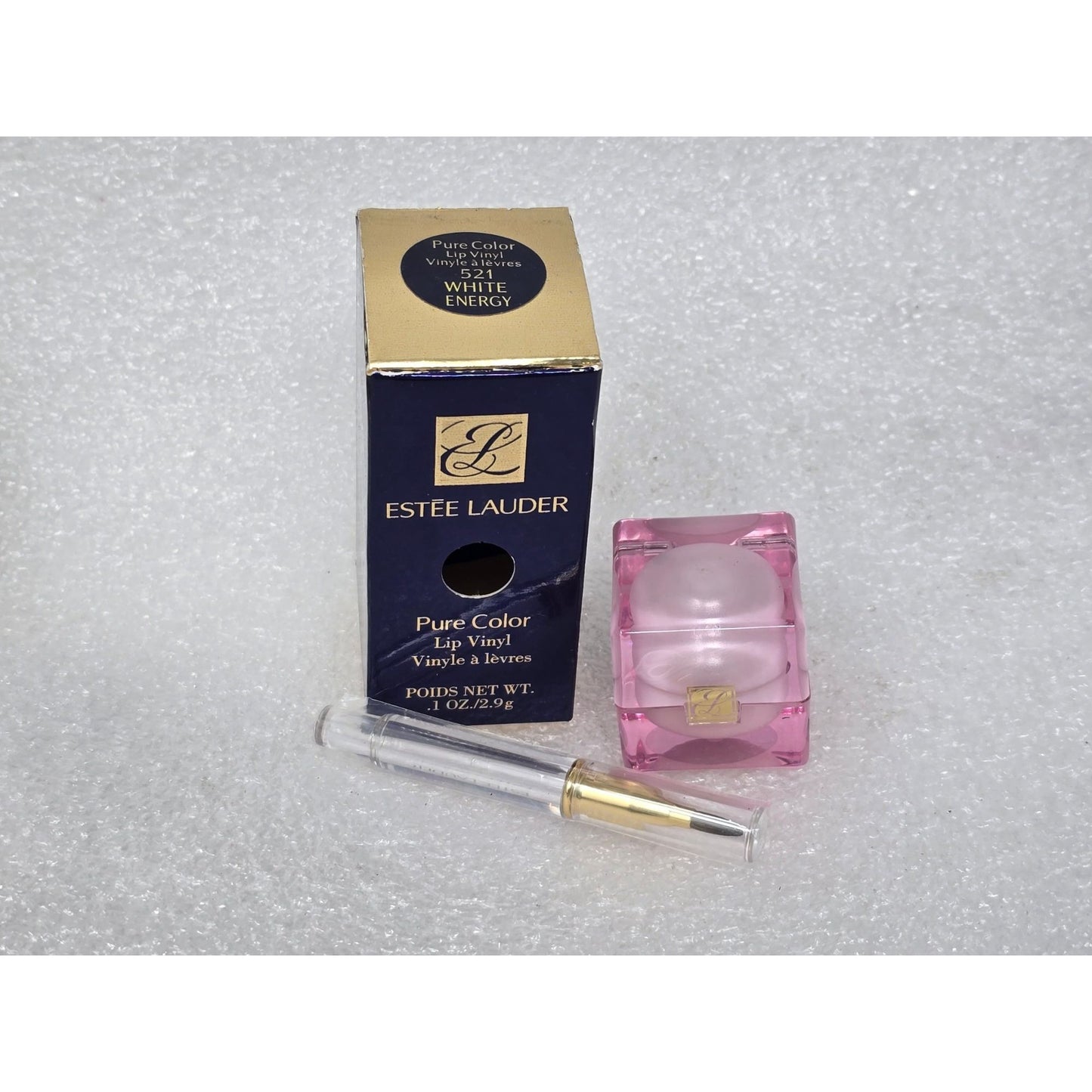 Estée Lauder Pure Color Lip Vinyl Gloss 521 White Energy With Brush & Box