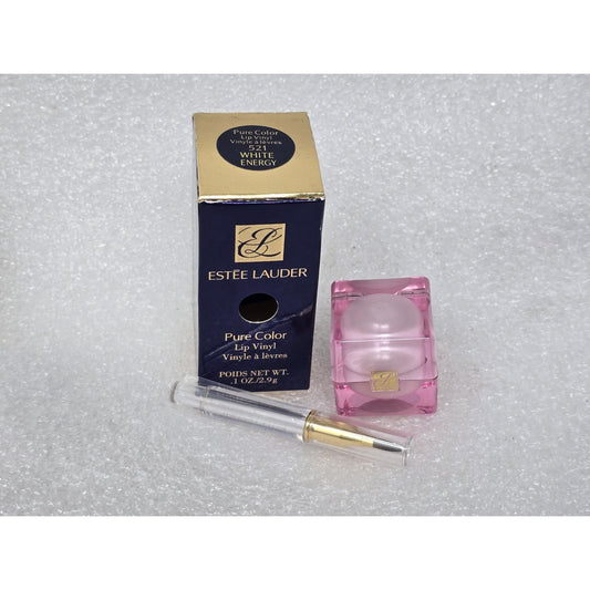 Estée Lauder Pure Color Lip Vinyl Gloss 521 White Energy With Brush & Box