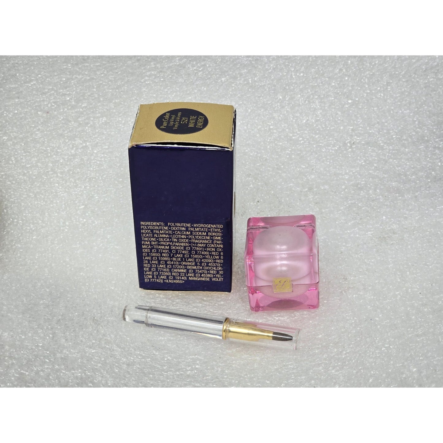 Estée Lauder Pure Color Lip Vinyl Gloss 521 White Energy With Brush & Box