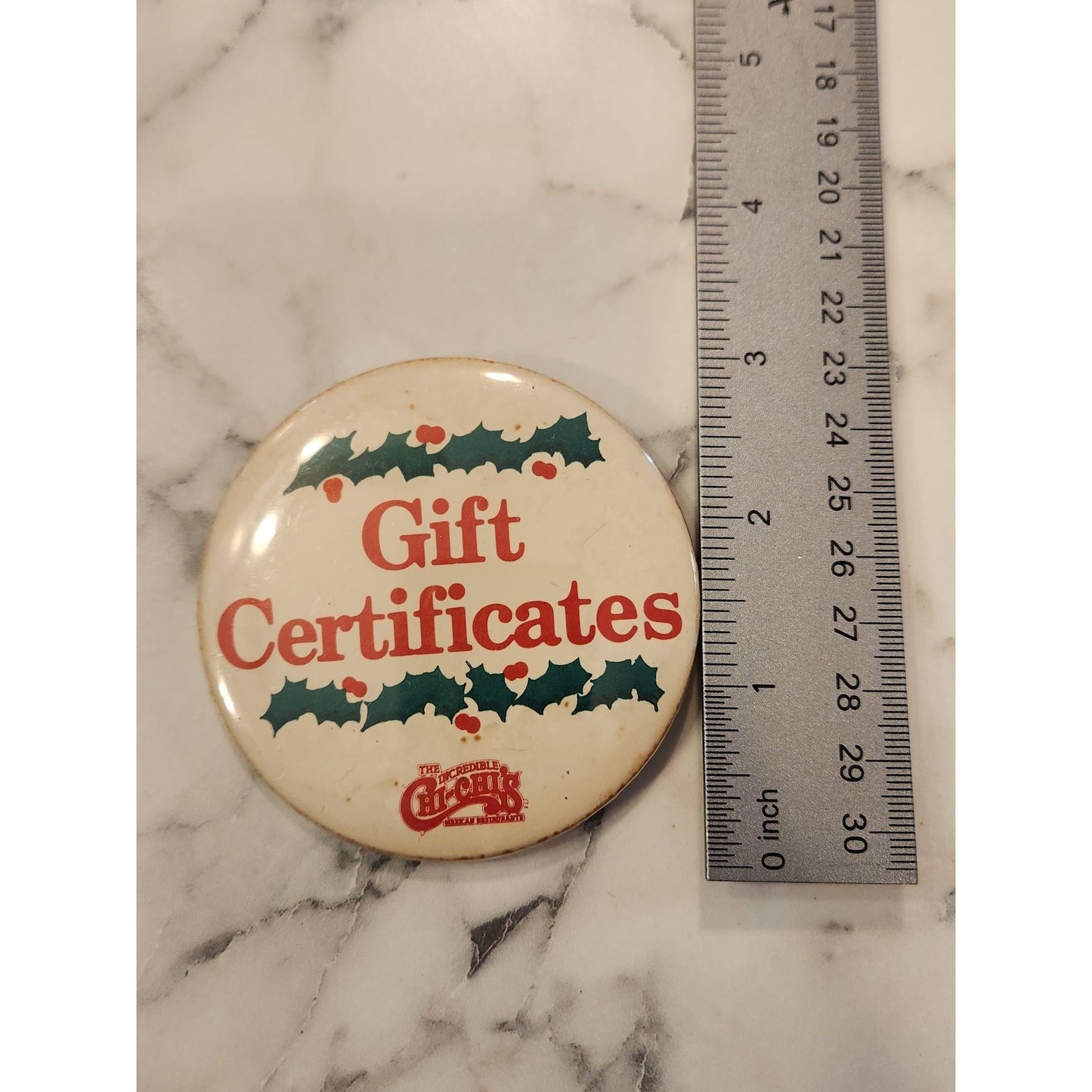 Vintage Chi-Chi's Mexican Restaurante Holiday Gift Certificates Pinback Button