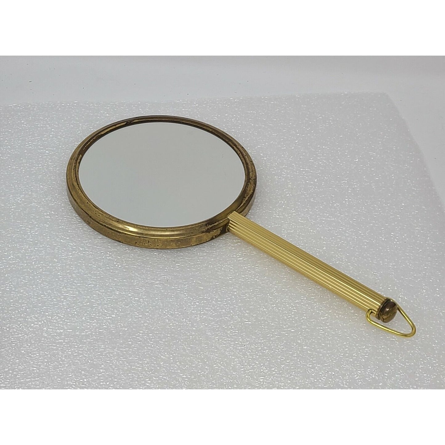 Vintage Hand Held Vanity Mirror Gold Tone Dual Double Sided
