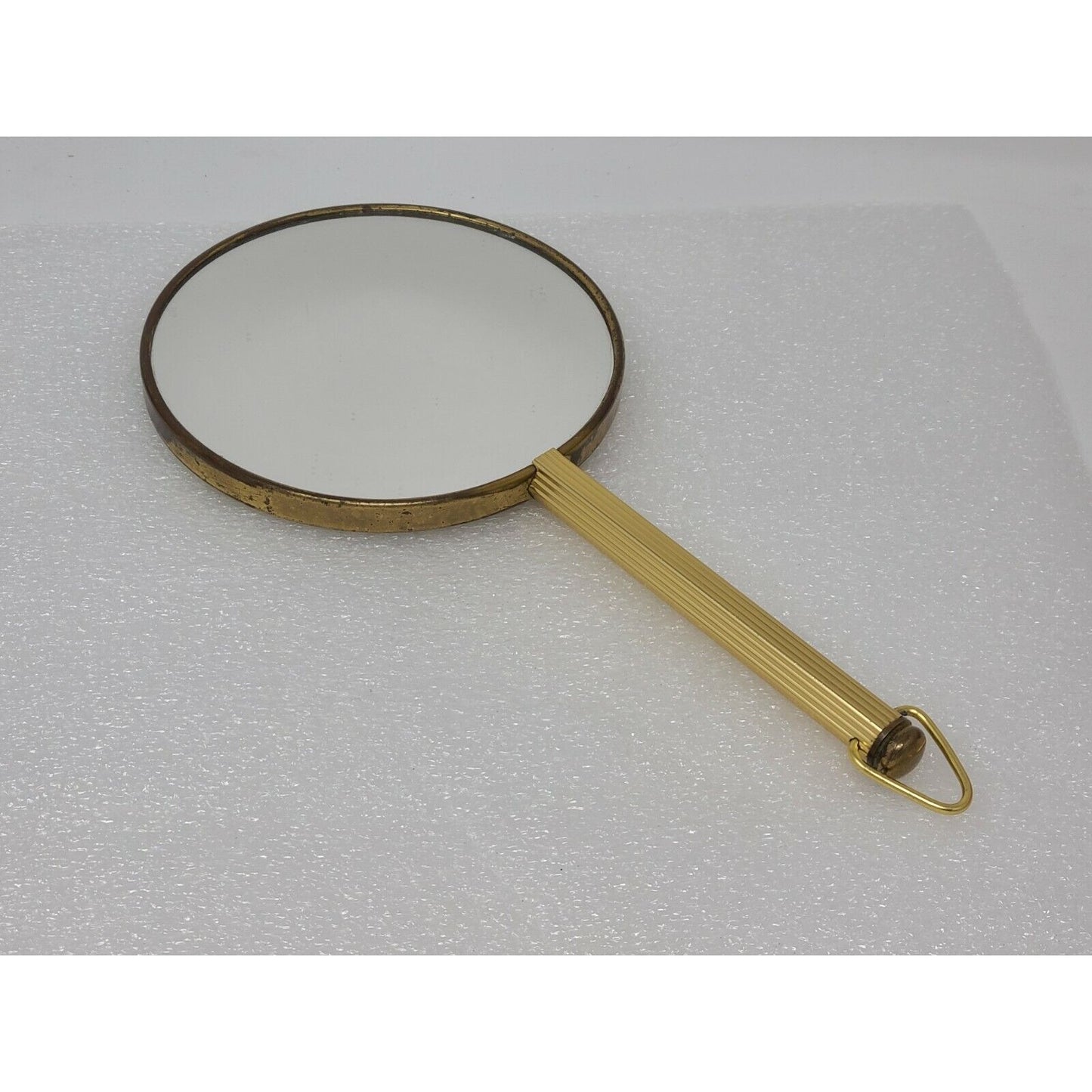 Vintage Hand Held Vanity Mirror Gold Tone Dual Double Sided