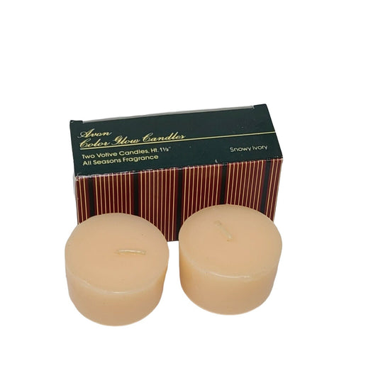 Vintage Avon Color Glow Votive Candles All Seasons Fragrance Snowy Ivory