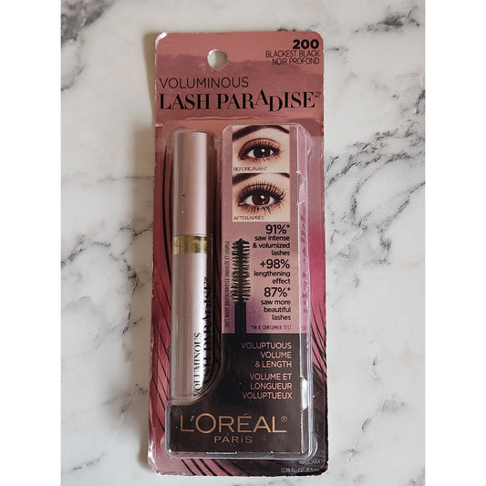 L'Oreal Paris Voluminous Lash Paradise Mascara 200 Blackest Black 0.28 Fl Oz