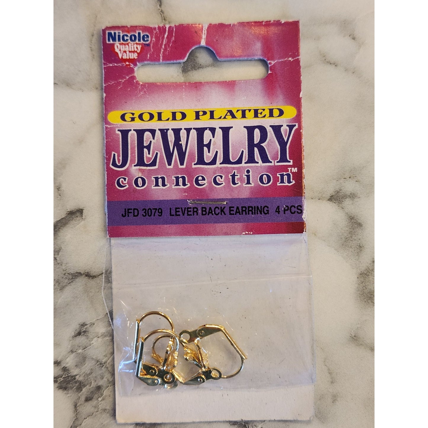 Gold Plated Nicole Jewelry Connection Lever Back Earrings 4 Pcs JFD 3079