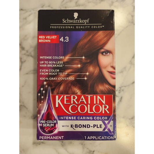 Schwarzkopf Keratin Intense Caring Hair Color 4.3 Red Velvet Brown Permanent