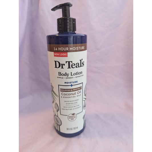 Dr Teals Nourish & Protect Coconut Oil Body Lotion 18 Oz Essential Oils Shea
