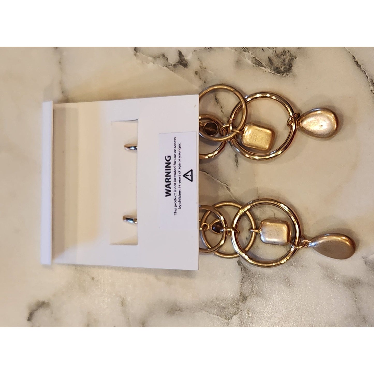 Chaps Gold-Tone Multi-Ring Drop Earrings With Green Accents