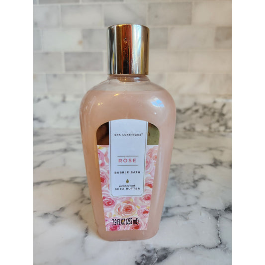 Spa Luxetique Rose Bubble Bath Enriched With Shea Butter 7.9 Fl Oz Bottle