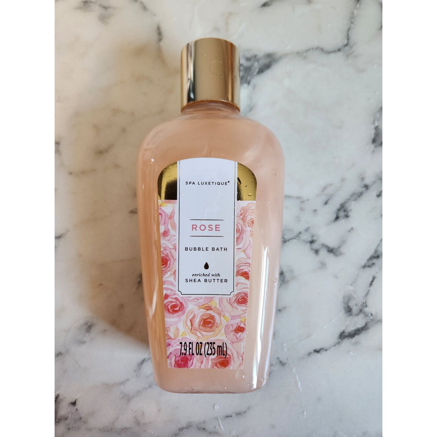 Spa Luxetique Rose Bubble Bath Enriched With Shea Butter 7.9 Fl Oz Bottle