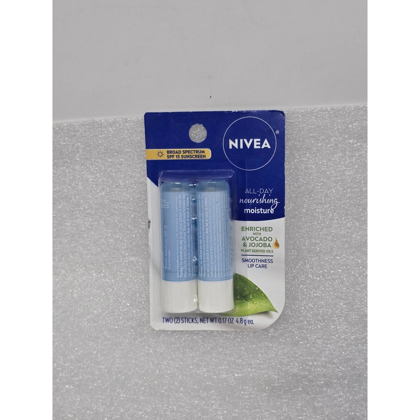 Nivea All-Day Nourishing Moisture Lip Care Balm SPF 15 Avocado & Jojoba 2-Pack