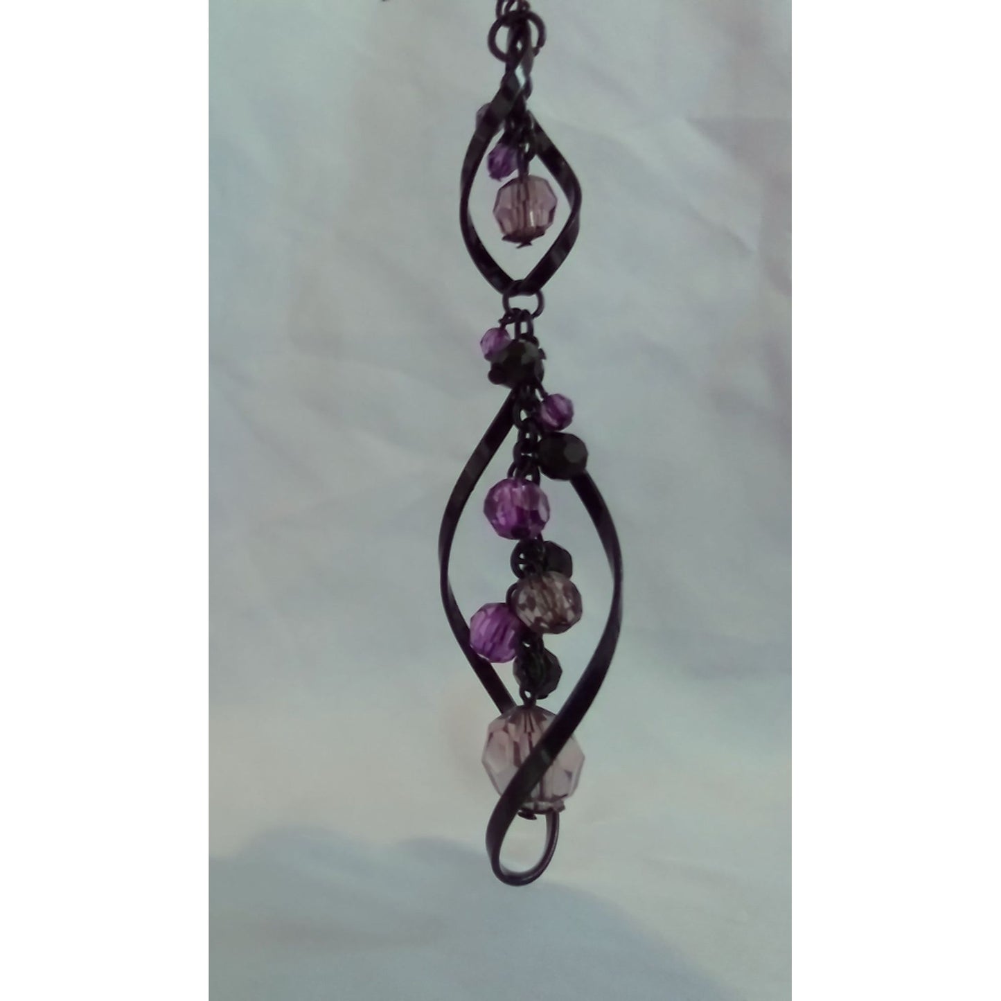 Vintage Black & Purple Beaded Dangle Earrings