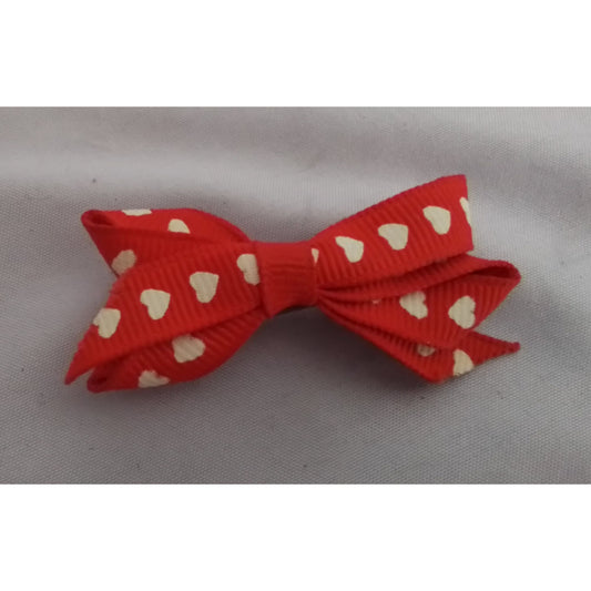 Red Heart Pattern Hair Bow Clip Barrette