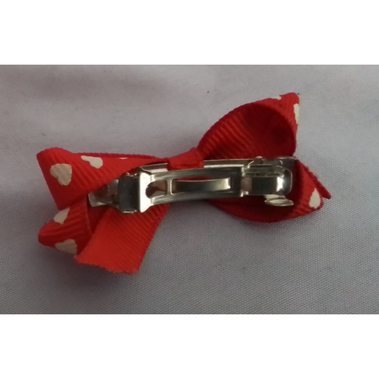 Red Heart Pattern Hair Bow Clip Barrette