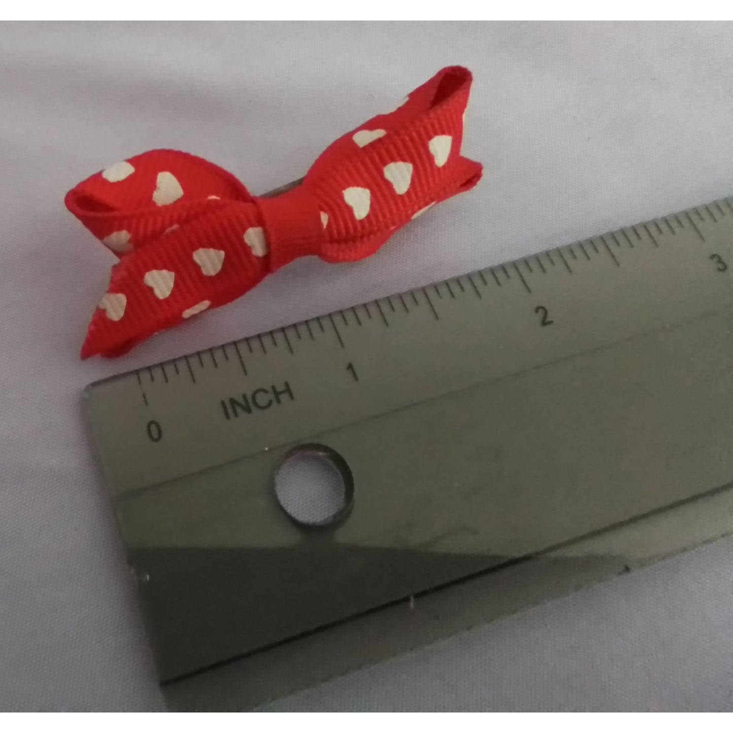 Red Heart Pattern Hair Bow Clip Barrette