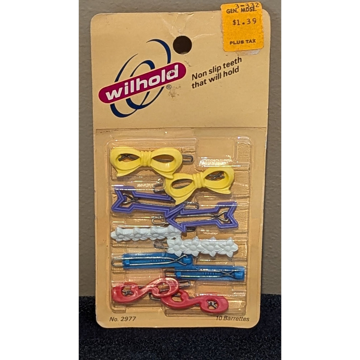 Vintage Wilhold Hair Barrettes 10 Pack Non Slip Teeth Bows Flowers Arrows