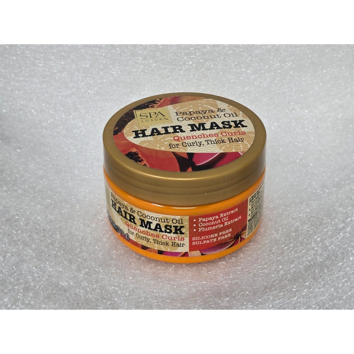 Spa Luxury Papaya & Coconut Oil Hair Mask 6 Oz For Curly Thick Hair