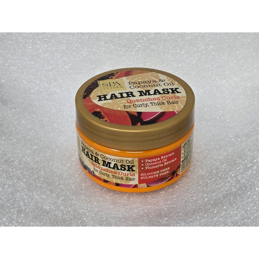 Spa Luxury Papaya & Coconut Oil Hair Mask 6 Oz For Curly Thick Hair