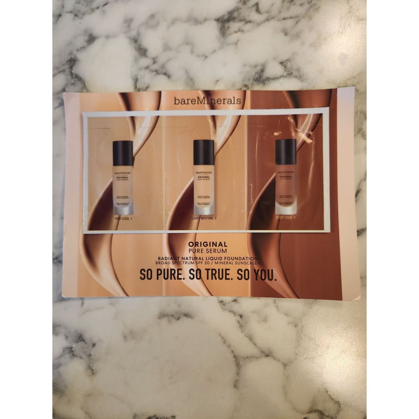 BareMinerals Original Pure Serum Liquid Foundation Sample Card SPF 20