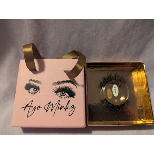 Ayo Minkz 3D Mink Lashes In Gold Box With Ribbon Handle