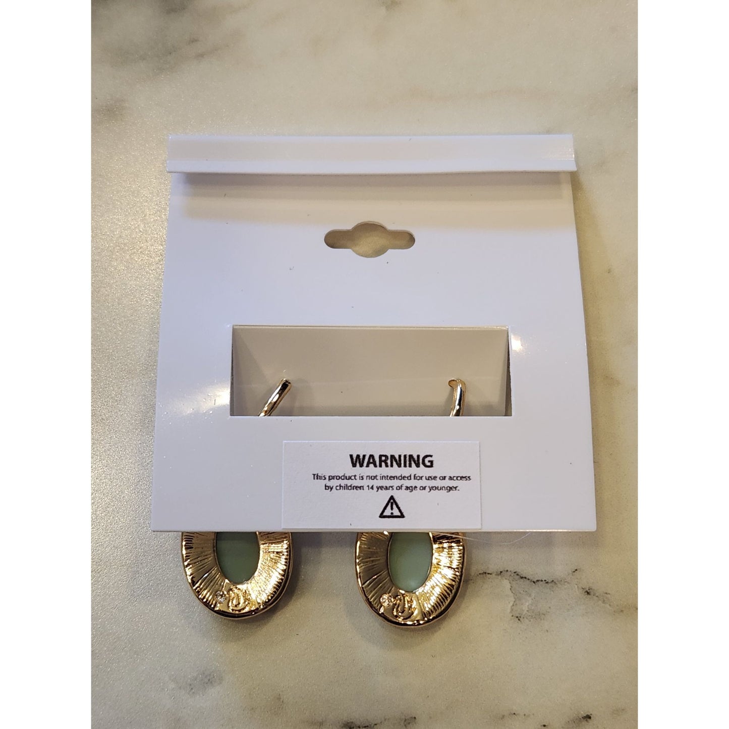 Gloria Vanderbilt Gold-Tone Drop Earrings Green Oval Stone & Crystal Accents
