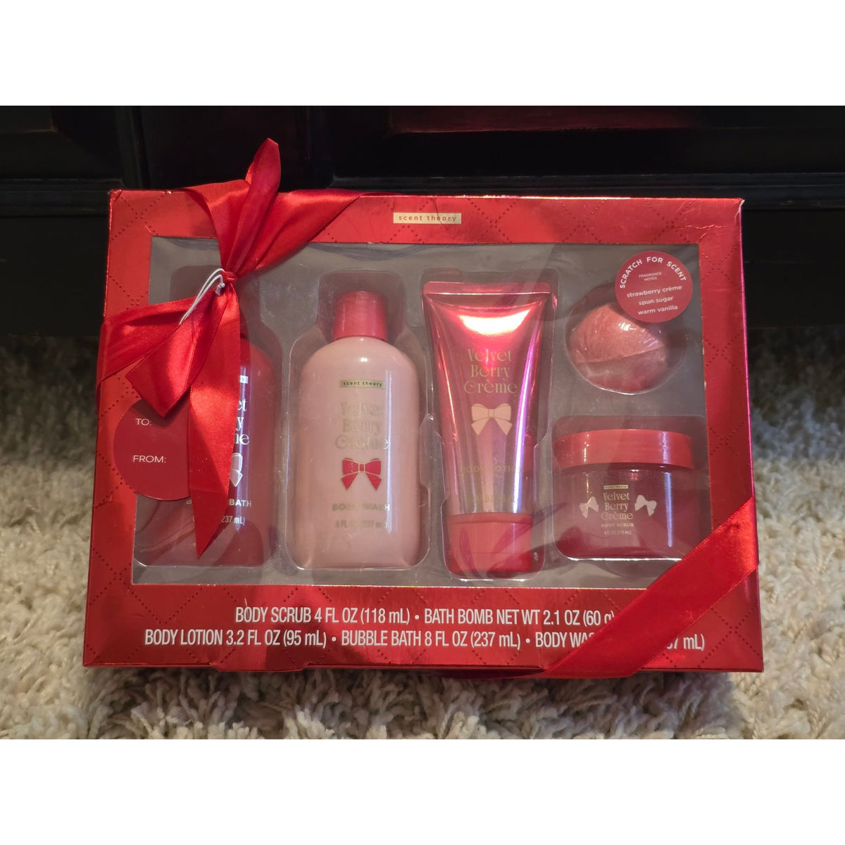 Scent Theory Velvet Berry Crème 5-Piece Bath & Body Gift Set Strawberry Vanilla