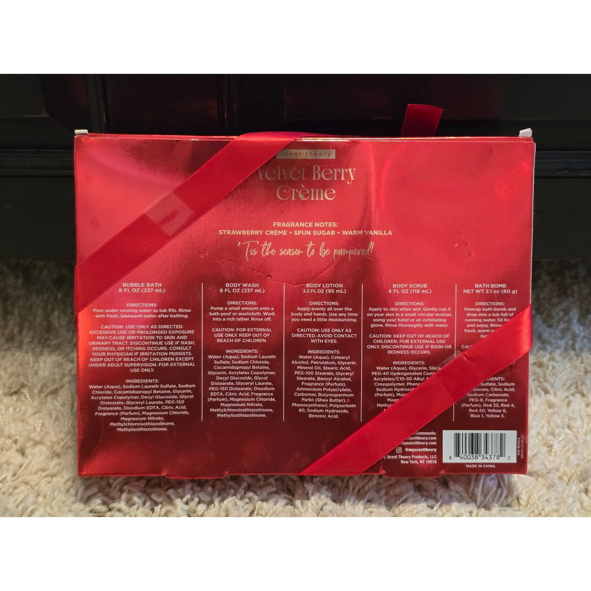 Scent Theory Velvet Berry Crème 5-Piece Bath & Body Gift Set Strawberry Vanilla