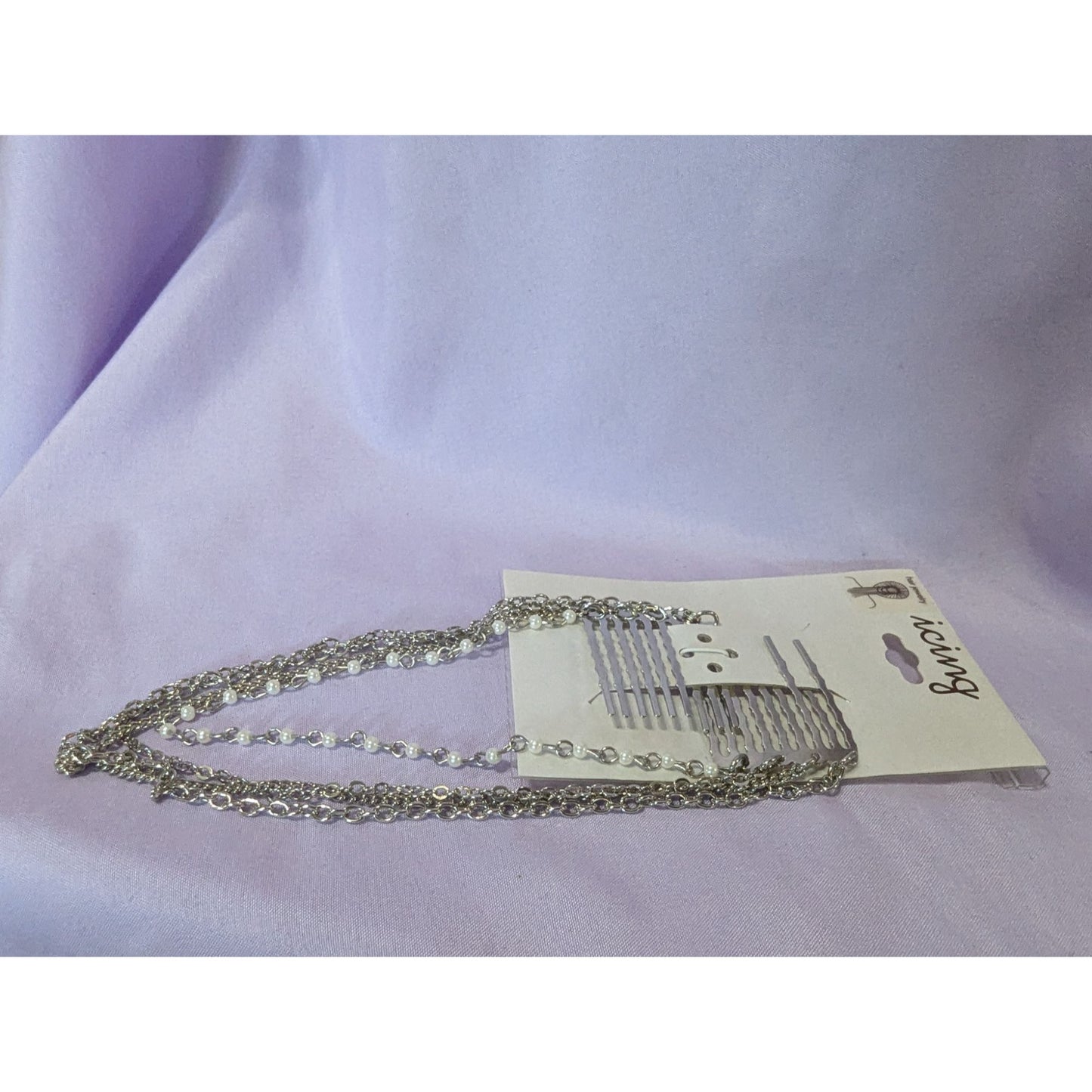 Icing Silver Tone Multi  Chain Hair Comb Clips For Women