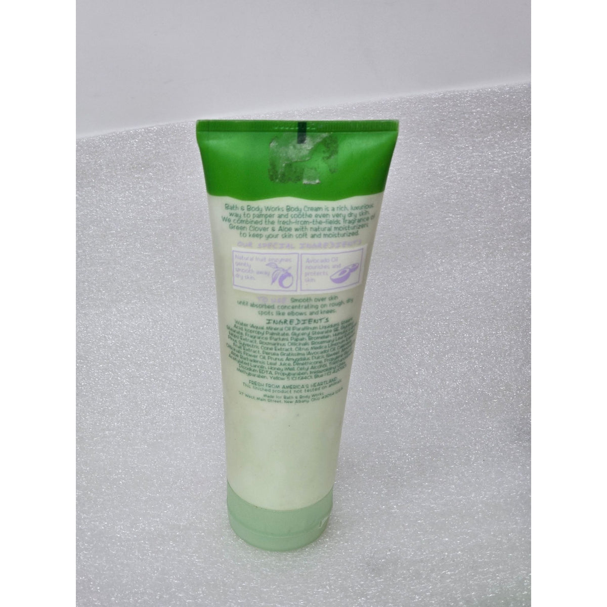 Bath & Body Works Body Cream Green Clover & Aloe 8 Oz Avocado Oil For Dry Skin