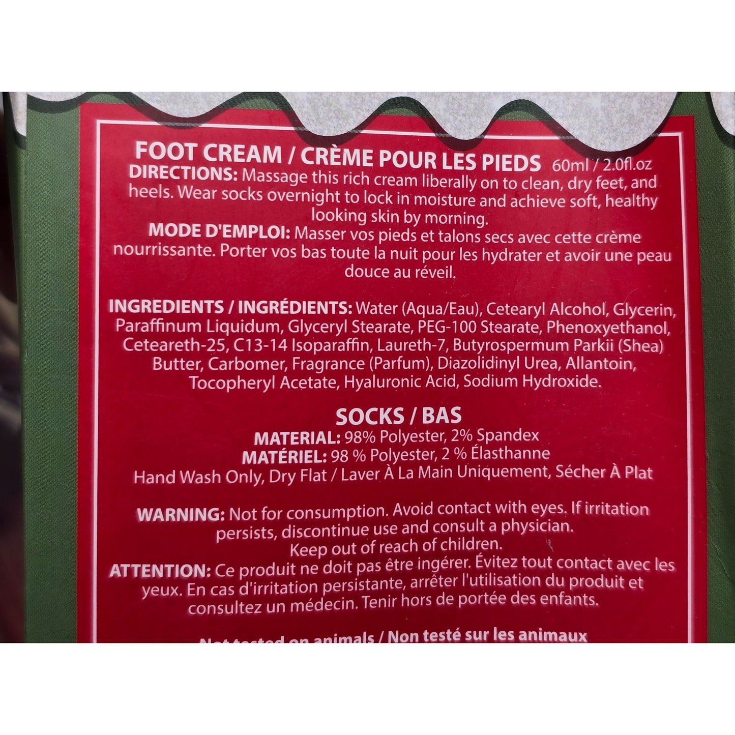 Holiday Cheer Foot Care Gift Set  Socks & Foot Cream 60ml By The Simple Joy Co.