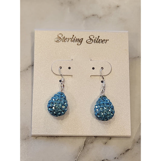 Sterling Silver Blue Crystal Drop Earrings