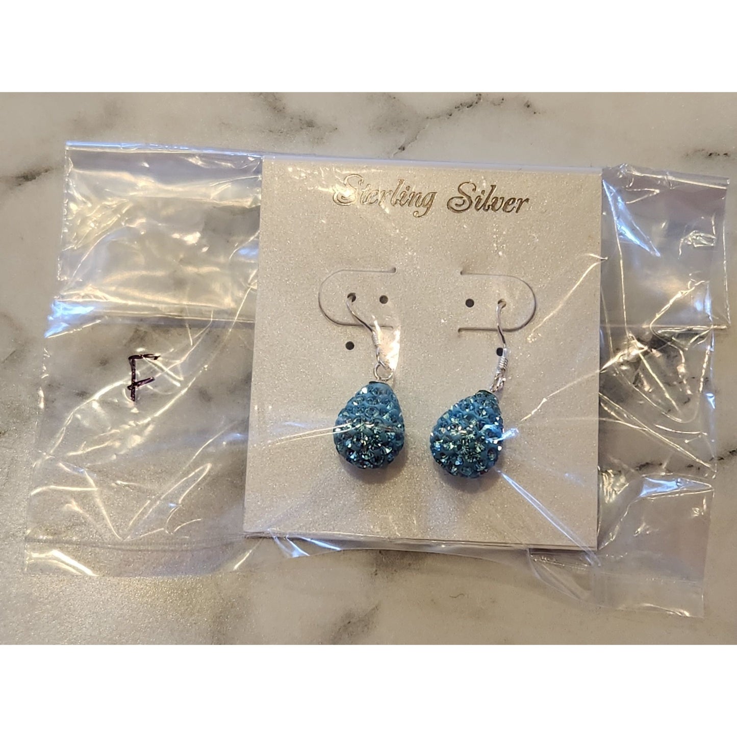 Sterling Silver Blue Crystal Drop Earrings