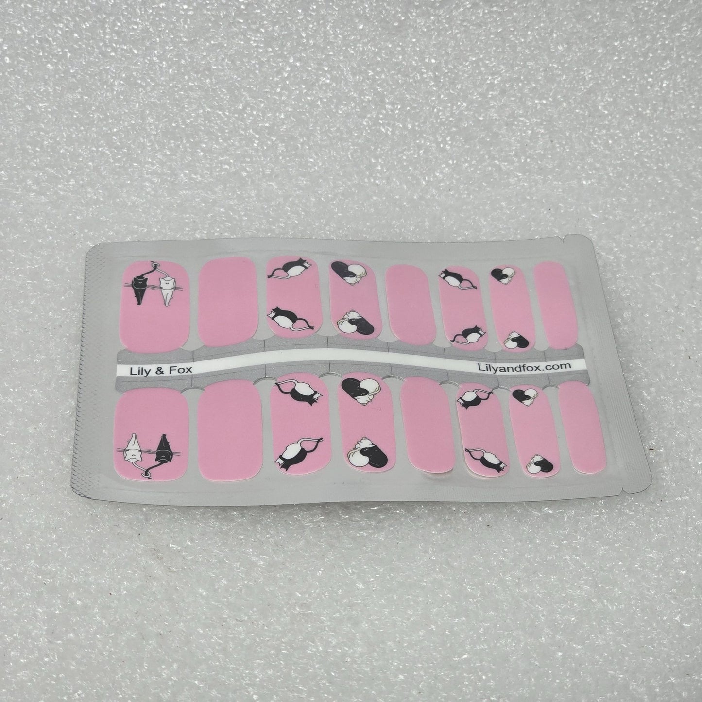 Lily & Fox Nail Wraps Pink & Black Cats Design