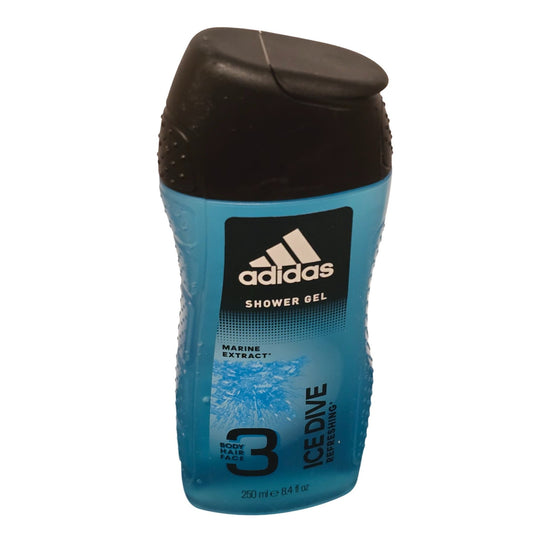Adidas Shower Gel Ice Dive Refreshing 3-In-1 Body Hair Face Marine Extract 250ml