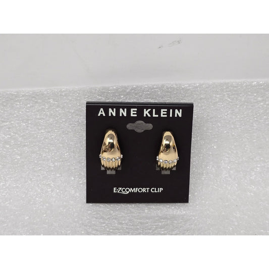 Anne Klein Gold-Tone Crystal Accent EZ Comfort Clip On Earrings