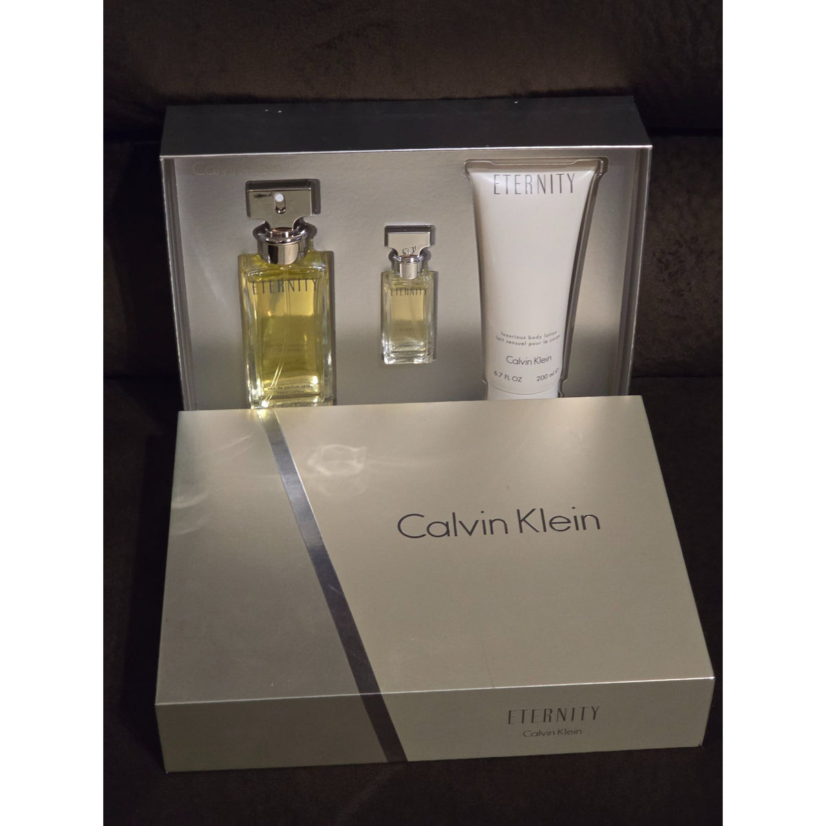 Calvin Klein Eternity Women 3 Pc Gift Set 3.4 oz EDP 0.5 oz Mini Lotion Perfume
