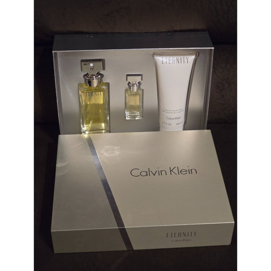 Calvin Klein Eternity Women 3 Pc Gift Set 3.4 oz EDP 0.5 oz Mini Lotion Perfume