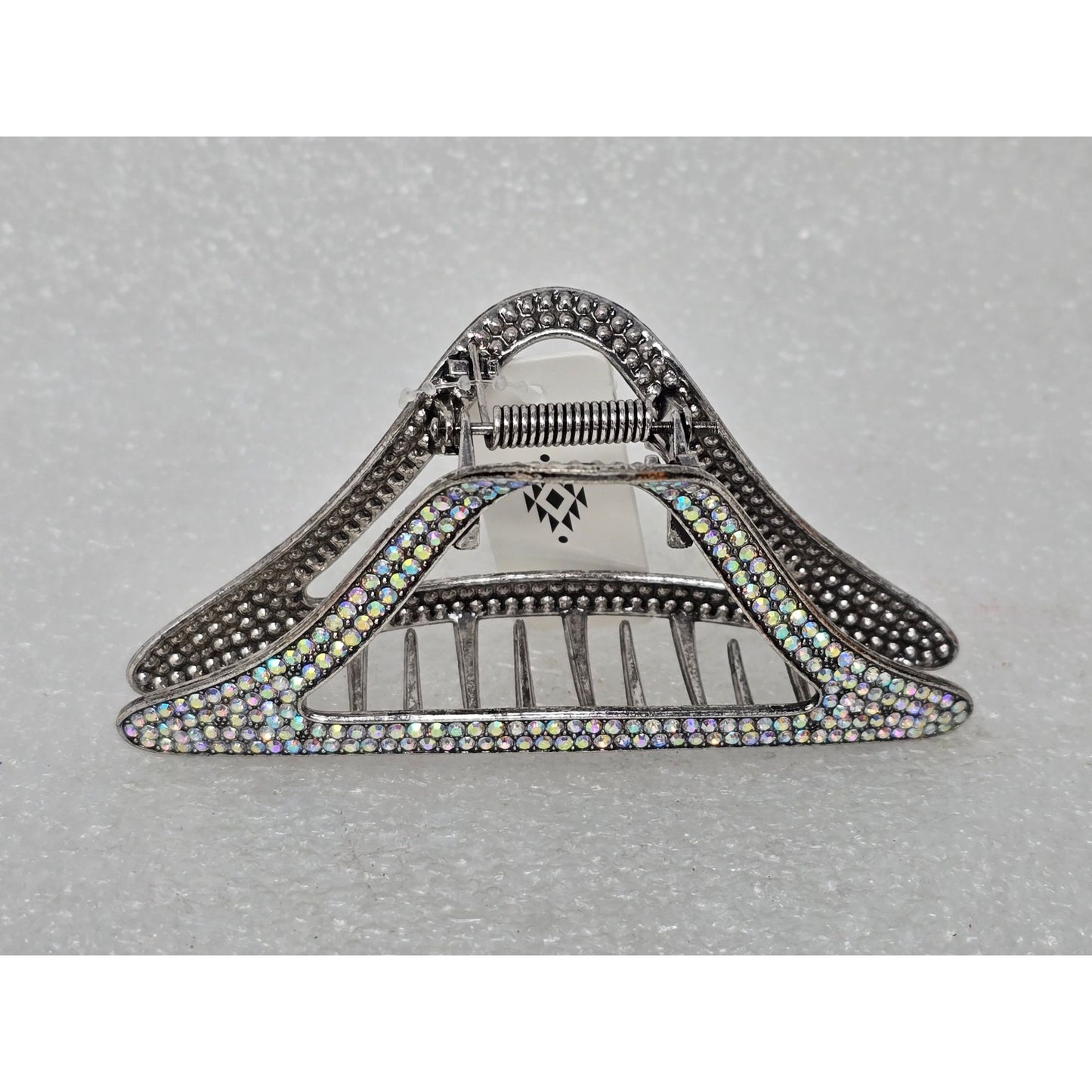 Iridescent Rhinestone Silver Hair Claw Clip Elegant Design For All Hair Types