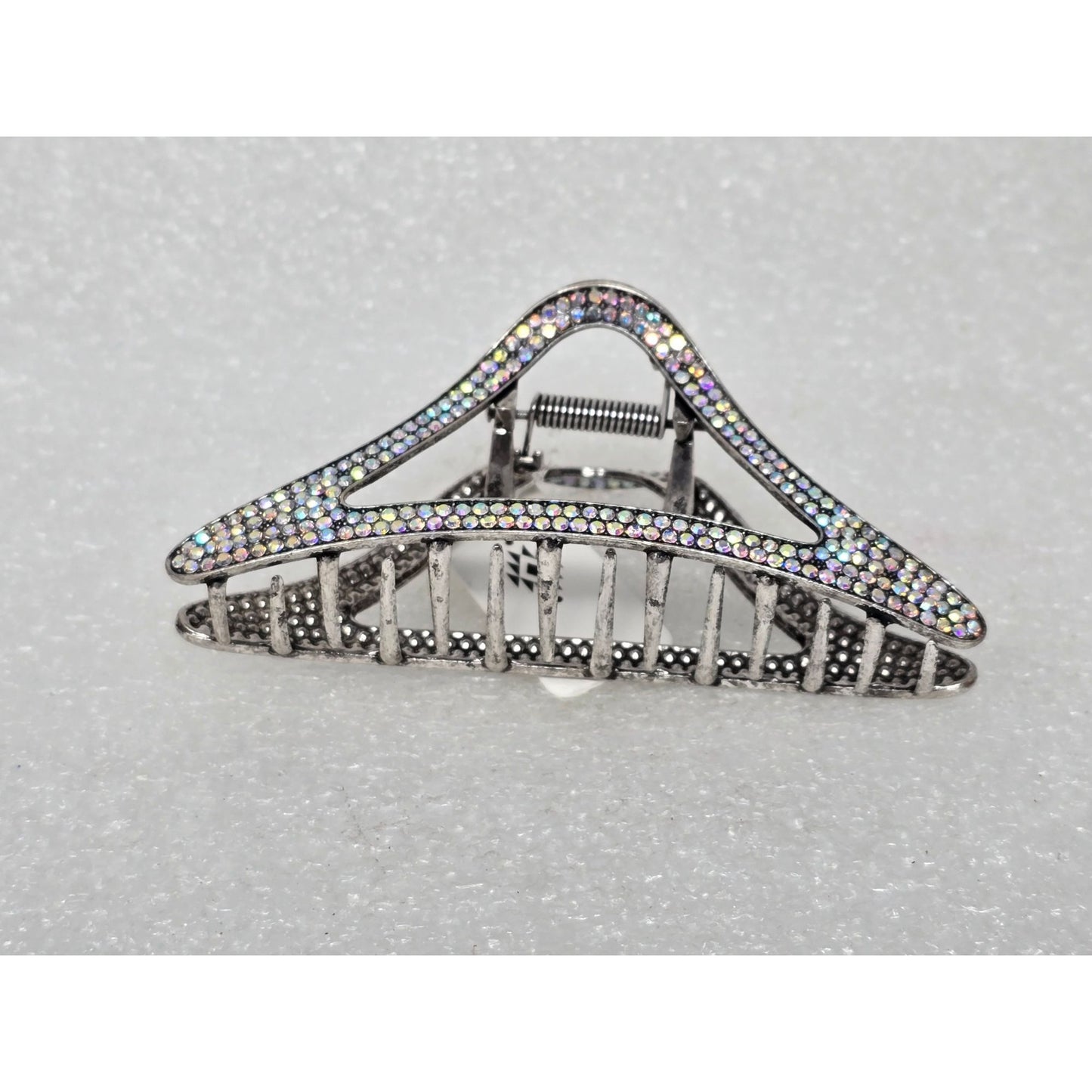 Iridescent Rhinestone Silver Hair Claw Clip Elegant Design For All Hair Types