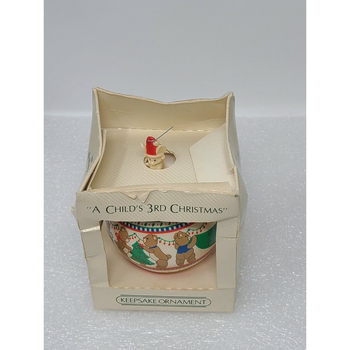 1984 Hallmark Keepsake Unbreakable Satin Ornament A Child's 3rd Christmas