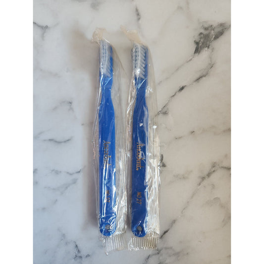 Lot of 2 Individually Wrapped Blue Toothbrush Adult Size Soft Bristles No. 27